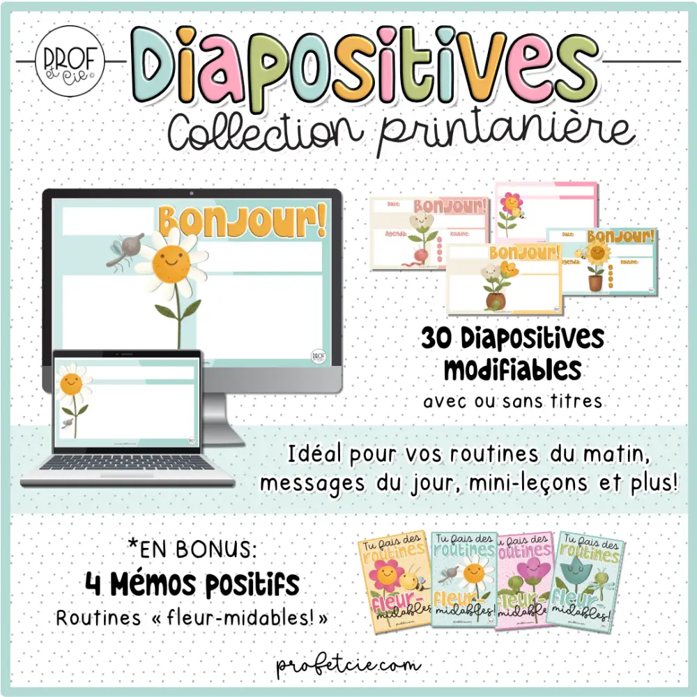 Diapositives modifiables et mémos (Collection printanière) *Pour tous – Image 3