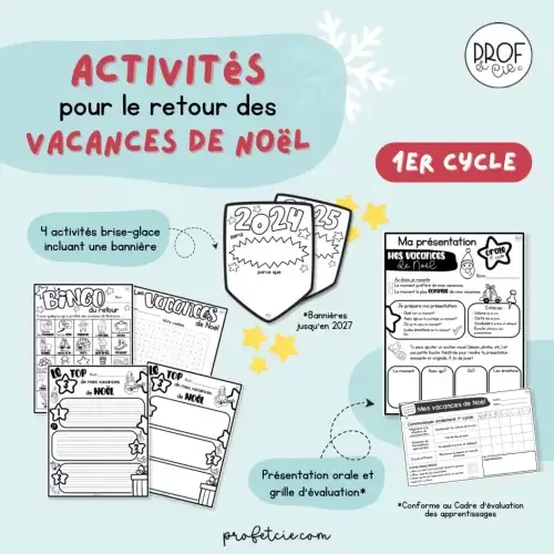 Activités retour vacances Noel - 1er cycle - Prof et cie