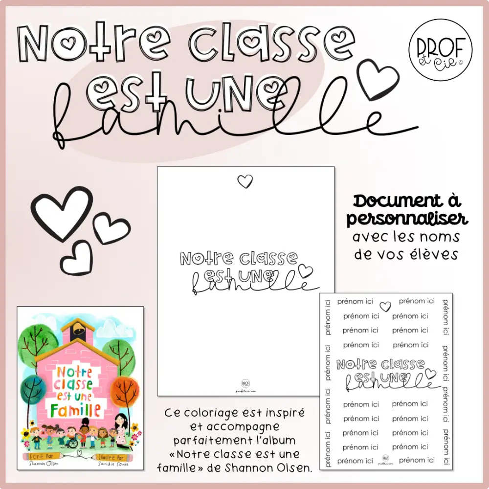 Notre classe est une famille (affiche et coloriage)    à personnaliser – Image 2