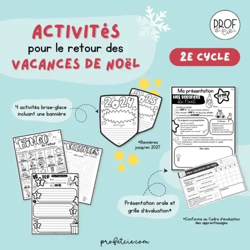 Activités - retour vacances Noel - 2e cycle - Prof et cie