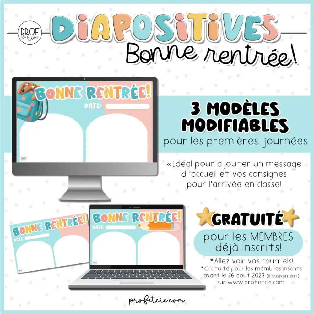 Diapositives "BONNE RENTRÉE" (3 modèles modifiables) – Image 2