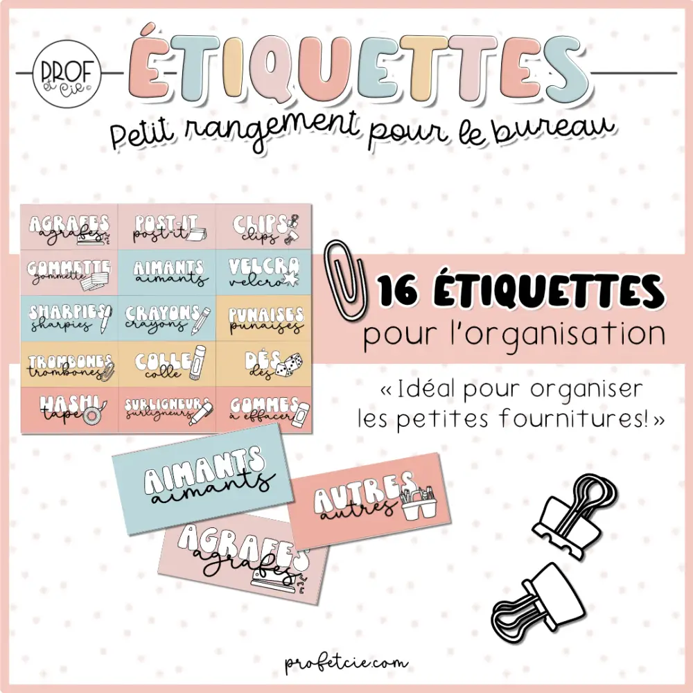 Étiquettes petit rangement pour le bureau (16 étiquettes) - Image 2