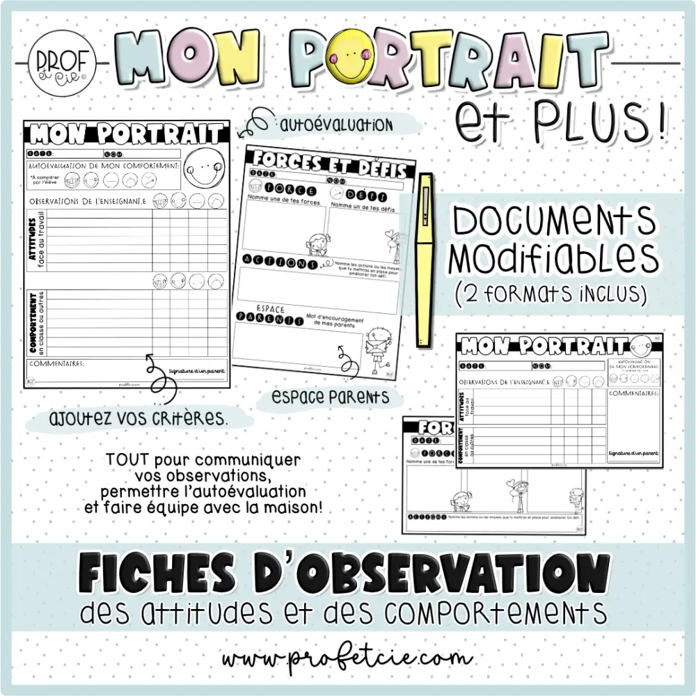 Mon portrait et plus! (Fiches d'observation des comportements) - Image 2