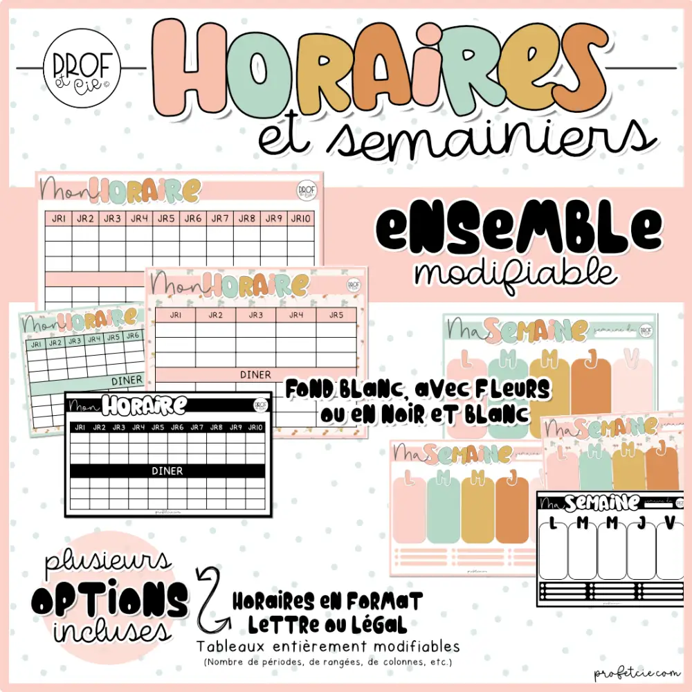 Ensemble horaires et semainiers (outils modifiables) – Image 2