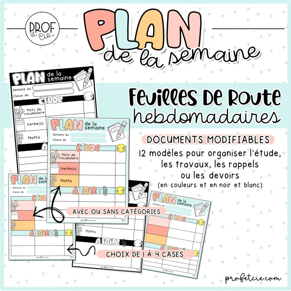 Plan de la semaine (Feuilles de route hebdomadaires modifiables) – Image 2